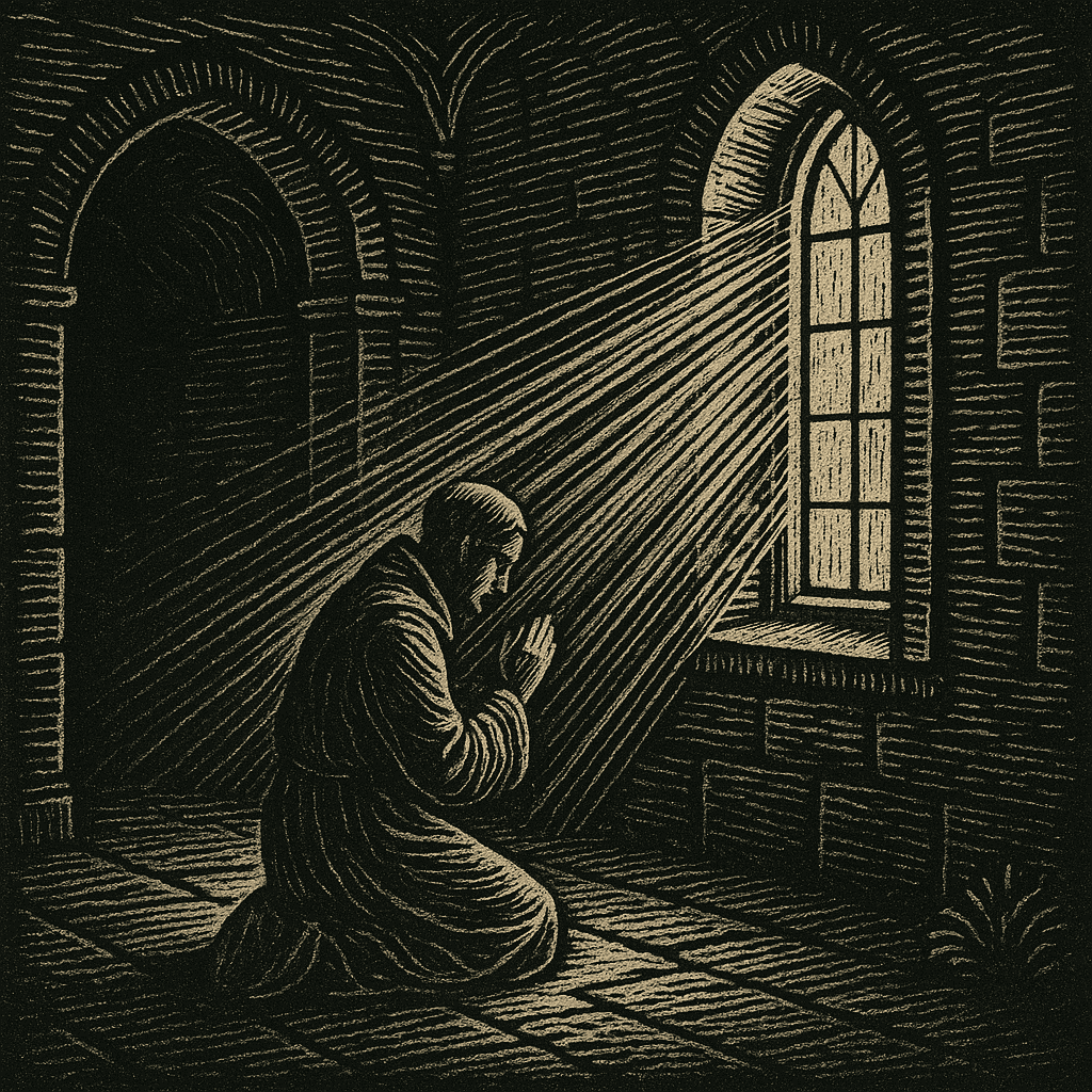 A monk praying, awen, spirit of God, www.ancient-whispers.co.uk